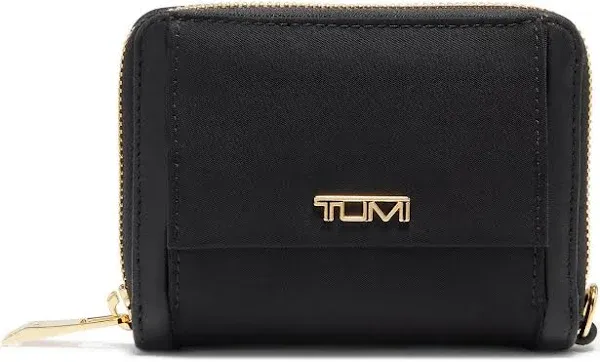 Tumi Voyageur Tri Fold Zip Around Wallet - Black/Gold