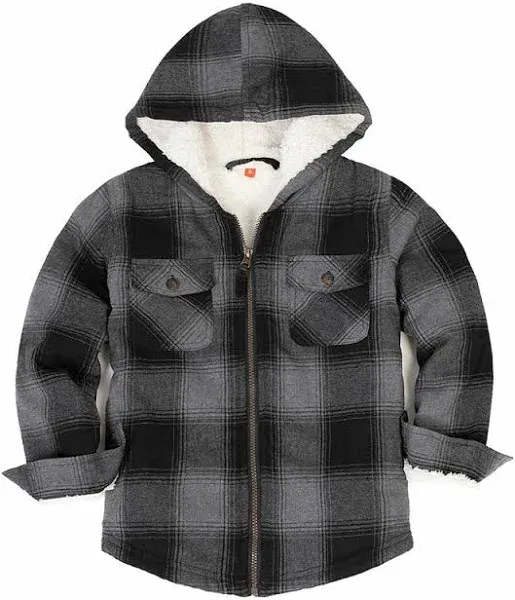 Men's Sherpa Lined Flannel Plaid Hooded Jacket