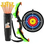 ASMAD Kids Bow and Arrow Set LED Light Up Archery Toy Set 10 Suction Cup Arrows Target Quiver Indoor and Outdoor Kids Toys