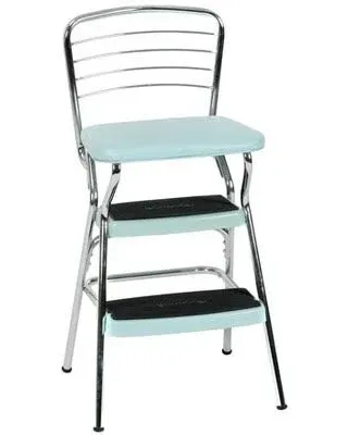 Cosco Stylaire Retro Chair + Step Stool with Flip-Up Seat, Teal