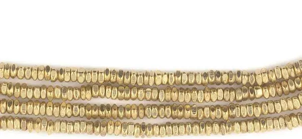 Gold Faceted Square Heishi Beads