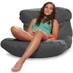 Posh Creations Laguna Lounger Teens, Kids and Adults for Bedrooms and Dorm Rooms, Large Bean Bag Chair, Soft Nylon-Charcoal Gray