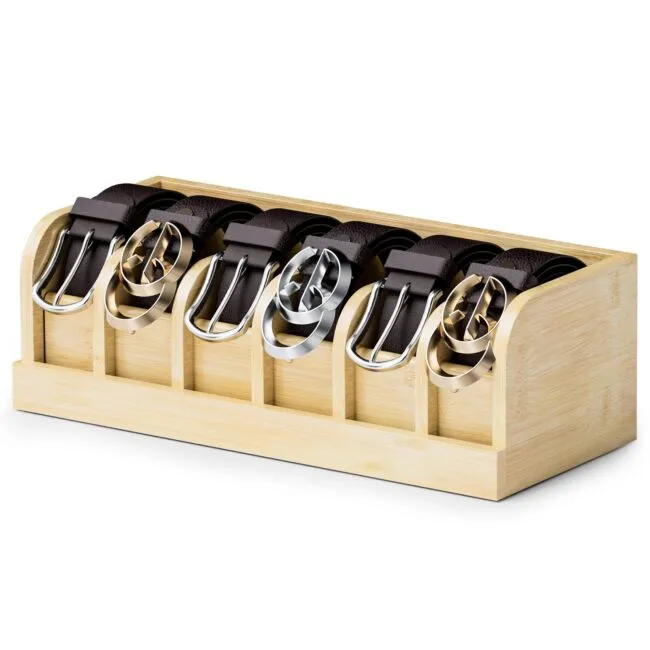 MinBoo Bamboo Belt Organizer Box