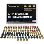 4LIFETIMELINES 3/16" Fitting Assortment, Union, Adapter Kit - 24 SKU; 110 Pieces, 90 Fittings, 12 Adapters, 8 Union, Shatter Resistant Tackle Box, Brake Line Repair or Replacement