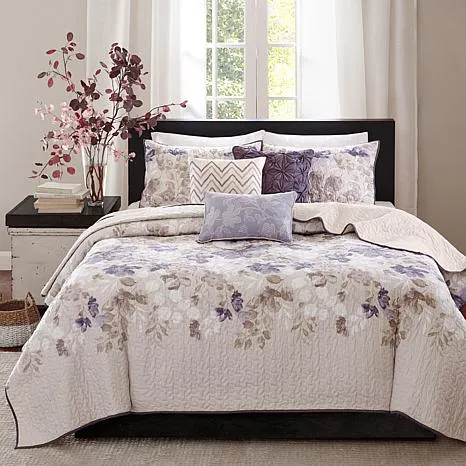 Madison Park Luna 6-piece Taupe Quilted Coverlet Set - Full/Queen