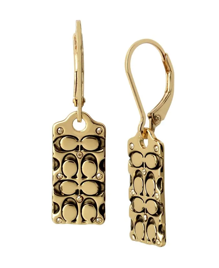 Coach Quilted C Drop Earrings - Gold