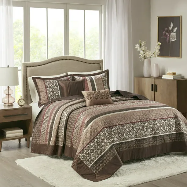 Madison Park Princeton 5 Piece Reversible Jacquard Bedspread Set