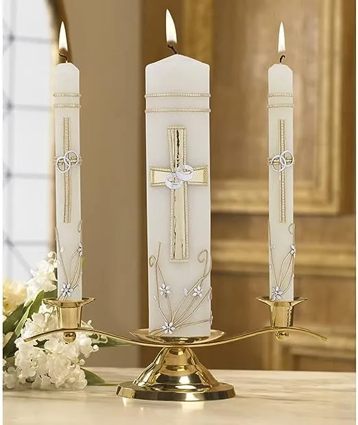 Will & Baumer F4136 Ornate Cross Wedding Candle Unity Set