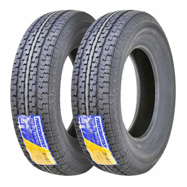 GRAND RIDE Set 2 FREE COUNTRY ST205/75R15 Premium Trailer Tires 205 75 15 8-Ply Load Range D w/Scuff Guard 8mm Tread Depth