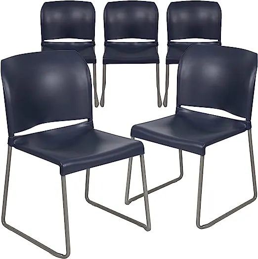 Flash Furniture Hercules Series 880 lb. Capacity Full Back Contoured Stack Chair with Gray Powder Coated Sled Base