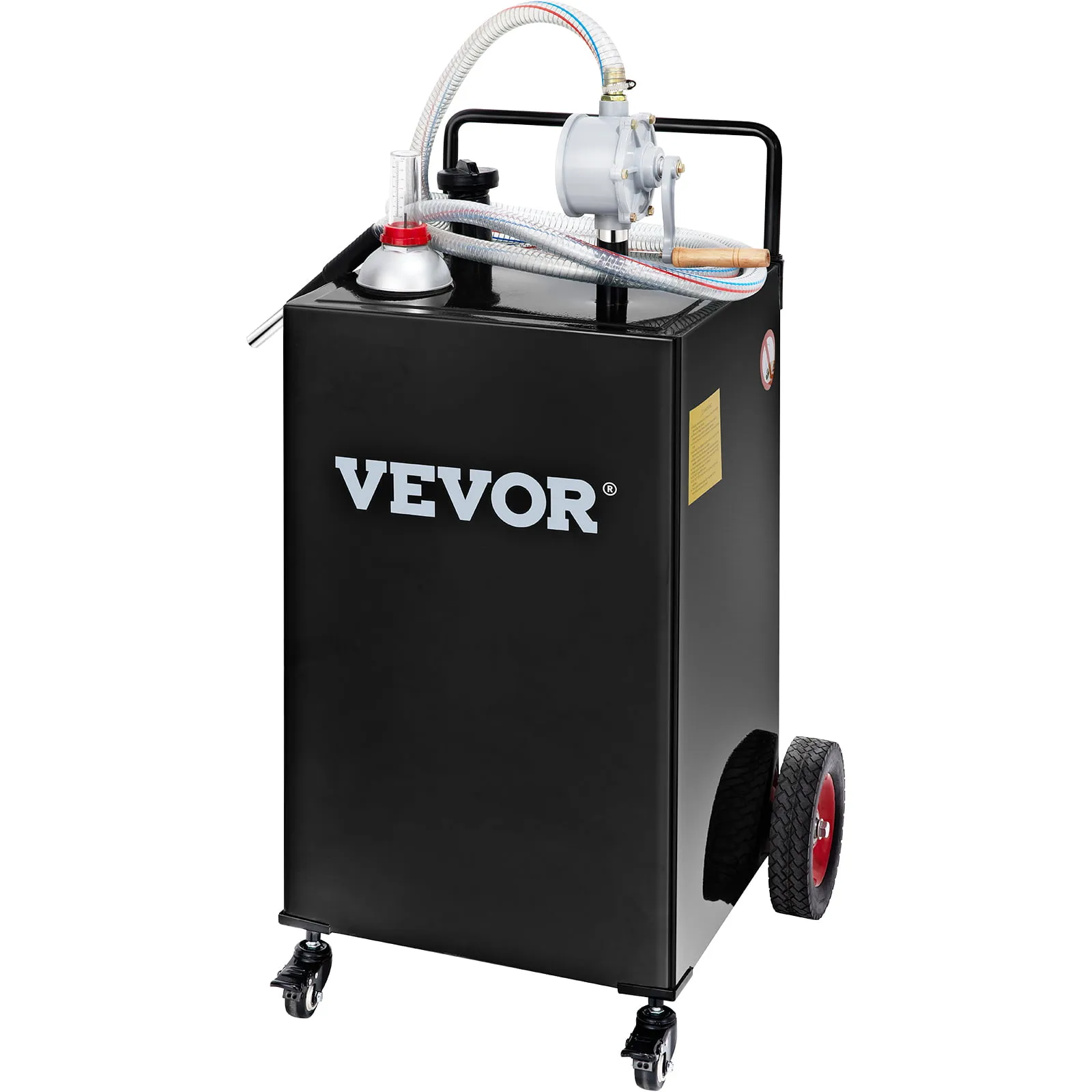 VEVOR 30 Gallon Fuel Caddy, Gas Storage Tank & 4 Wheels, with Manuel Transfer Pump, Gasoline Diesel Fuel Container for Cars, Lawn Mowers, ATVs, Boats, More, Blue