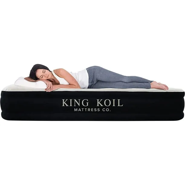 King Koil Queen Size Luxury Raised Air Mattress -Inflatable Airbed Built-in Pump