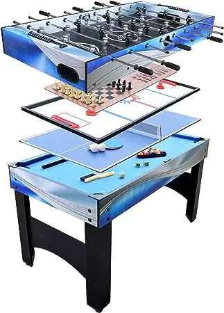 Hathaway Matrix 54-In 7-in-1 Multi Game Table with Foosball, Pool, Glide Hockey, Table Tennis, Chess, Checkers and Backgammon