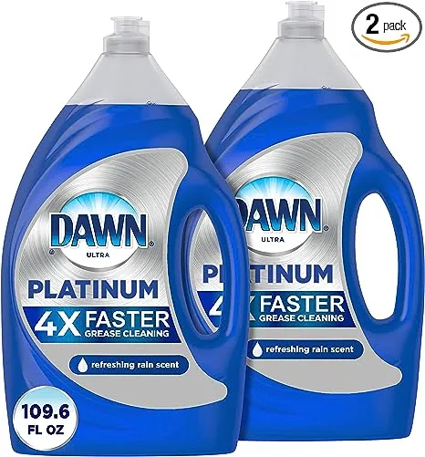Dawn Platinum Dish Soap Liquid, Dishwashing Liquid, Dish Detergent Liquid, Dish Liquid, Refreshing Rain Scent, 54.8 fl oz (Pack of 2), Dish Soap Bulk