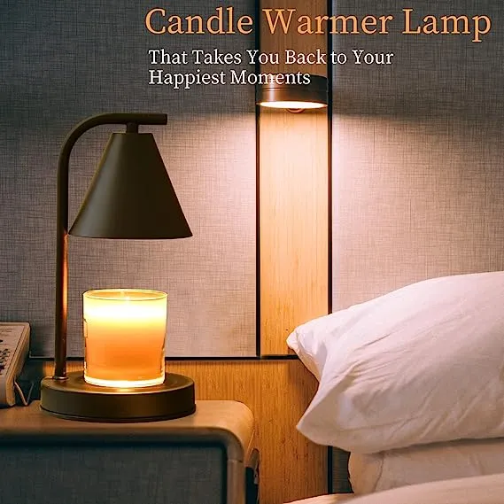 Candle Warmer Lamp, Electric Candle Lamp Warmer for Mom Women House Warming Gifts New Home Bedroom Decor Dimmable Wax Melt Warmer for Scented Wax with 2 Bulbs, Jar Candles (Black)