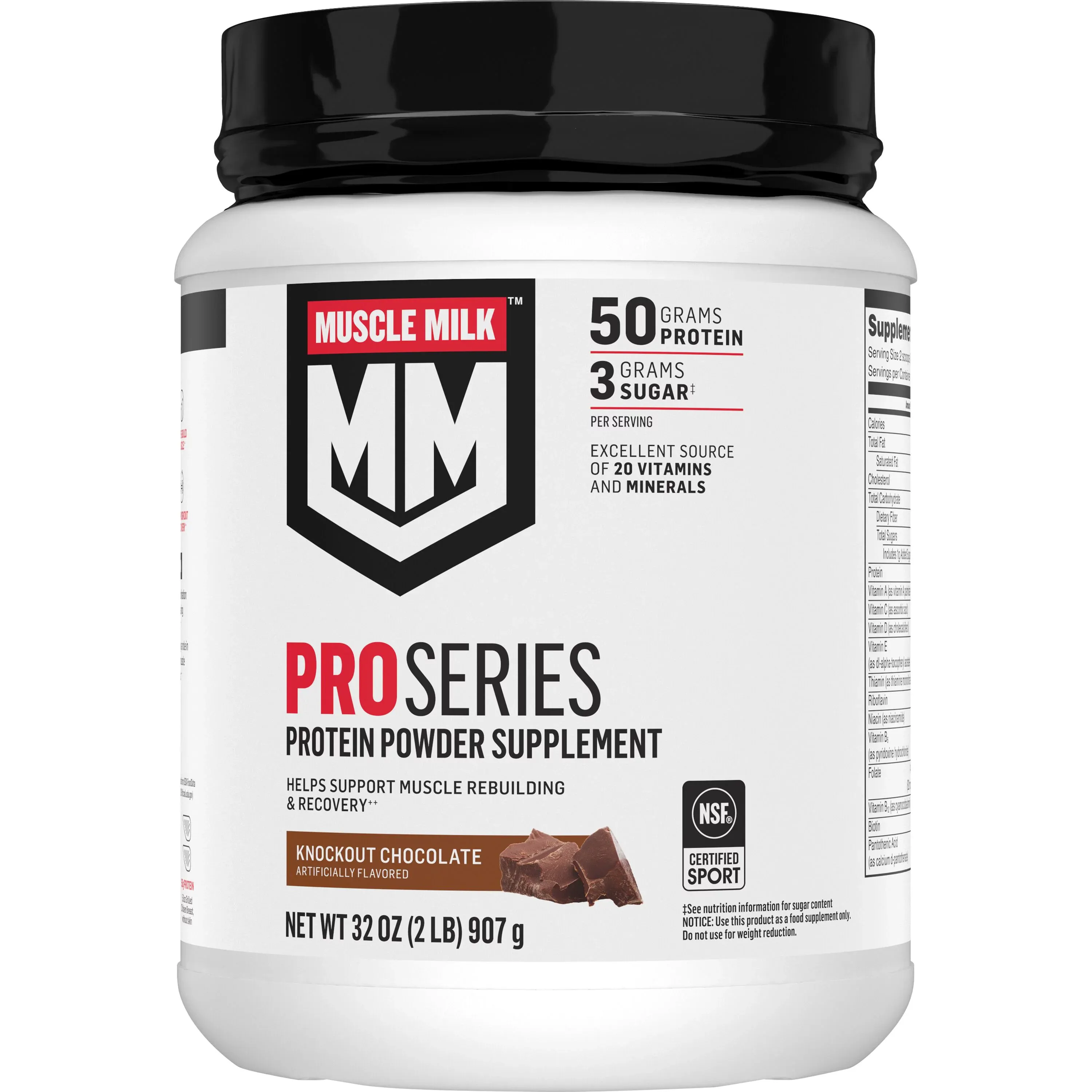 Muscle Milk Pro Series Knockout Chocolate Protein Powder 32 oz