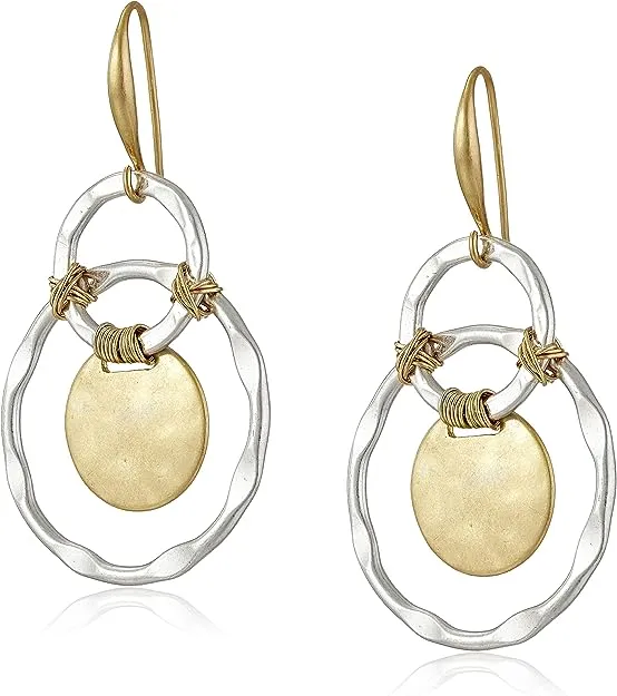 Two-Tone Wire-Wrapped Orbital Circle Drop Earrings