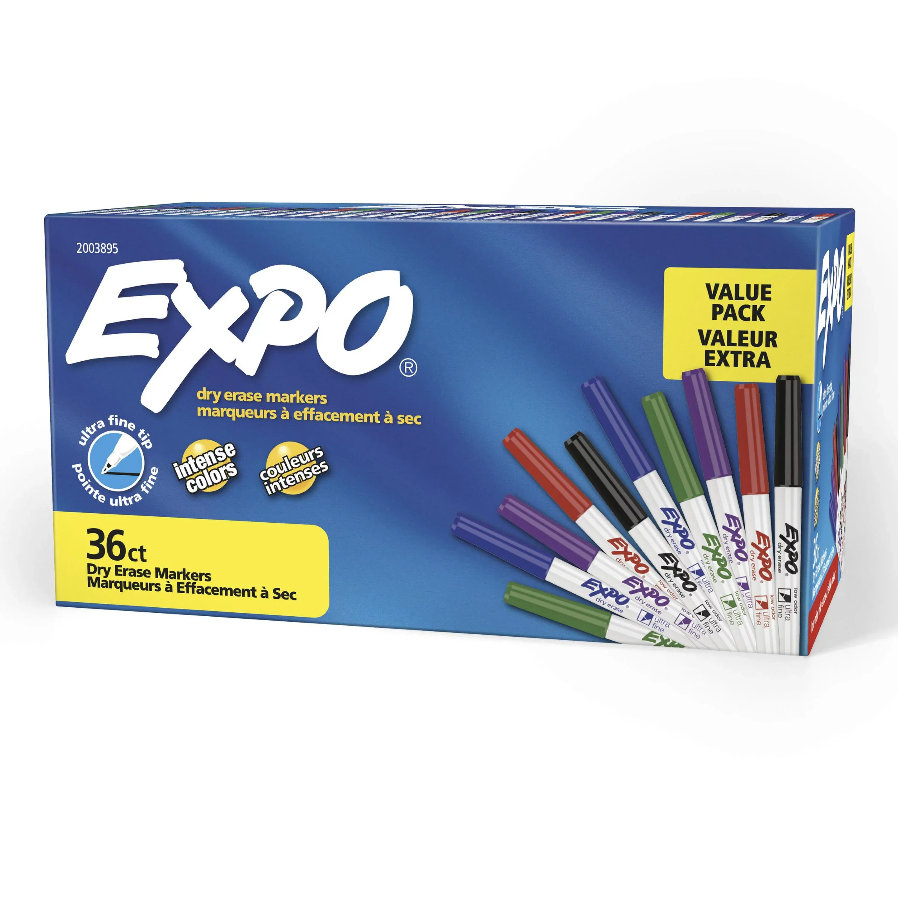 ExpoÂ® Low Odor Dry Erase Markers, Ultra Fine Tip, Assorted Colors, 36 Count