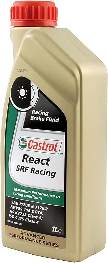 Brake Fluid, Castrol SRF React, DOT 4, 33.8 oz Bottle, Each