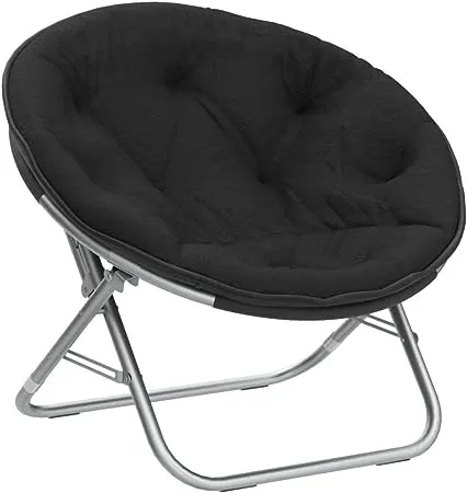 Urban Shop Faux Fur with Holographic Trim Foldable Saucer Chair, Teal