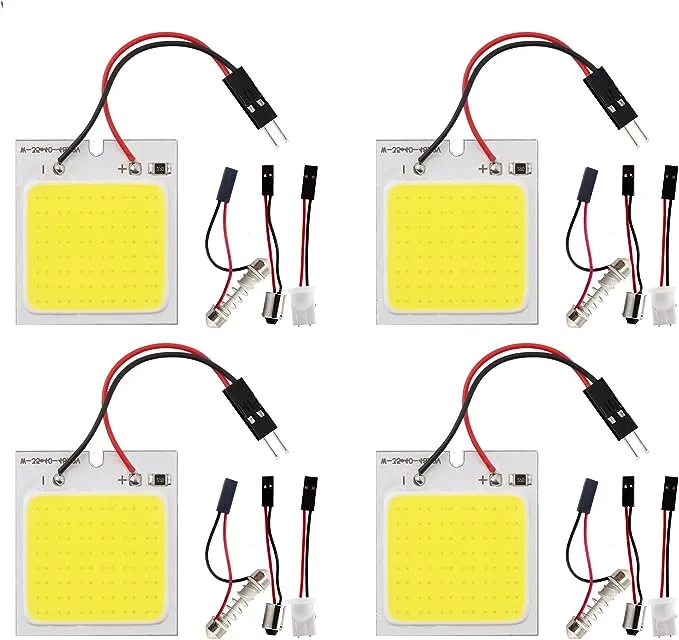 Everbright 4-Pack White Led Panel Dome Light Lamp, COB 48-SMD Led Interior Car L