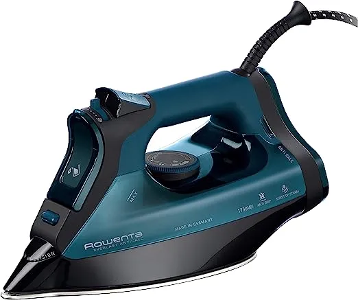 Rowenta Steam Force Stainless Steel Soleplate Steam Iron for Clothes 400 Microsteam Holes, Cotton, Wool, Poly, Silk, Linen, Nylon 1800 Watts Portable, Ironing, Garment Steamer DW9440