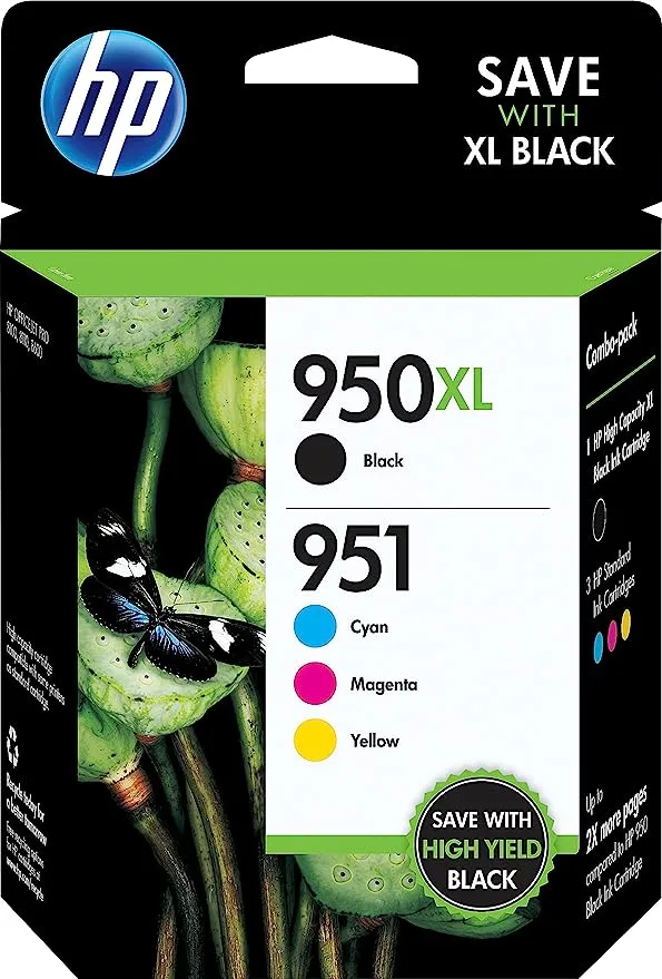 Hp 951 / 950Xl (C2p01fn) Ink Cartridges (Cyan Magenta Yellow Black) 4-Pack In Retail Packaging