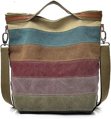 Womens Shoulder Bags Canvas Hobo Handbags Multi-Color Casual Messenger Bag Top Handle Tote Crossbody Bags