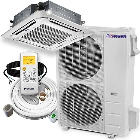 Pioneer 48,000 BTU 18.5 SEER2 8-Way Slim Cassette Mini-Split Air Conditioner Heat Pump System Full Set 230V - 16 ft