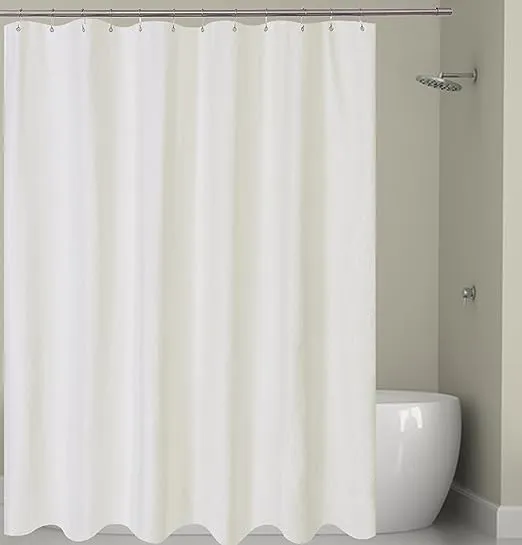 Barossa Design Soft Microfiber Fabric Shower Liner or Curtain w/ Embossed Dots, Hotel Quality, Machine Washable, Water Repellent, Cream, 70 x