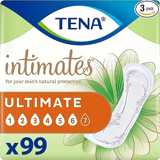 TENA Incontinence Pads, Bladder Control & Postpartum for Women, Ultimate Absorbency, Regular Length, Intimates - 99 Count