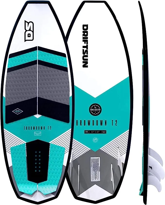 Driftsun Throwdown T2 Wakesurf Board - Length Custom Surf Style Wakesurfer, Quad Fin Set Included