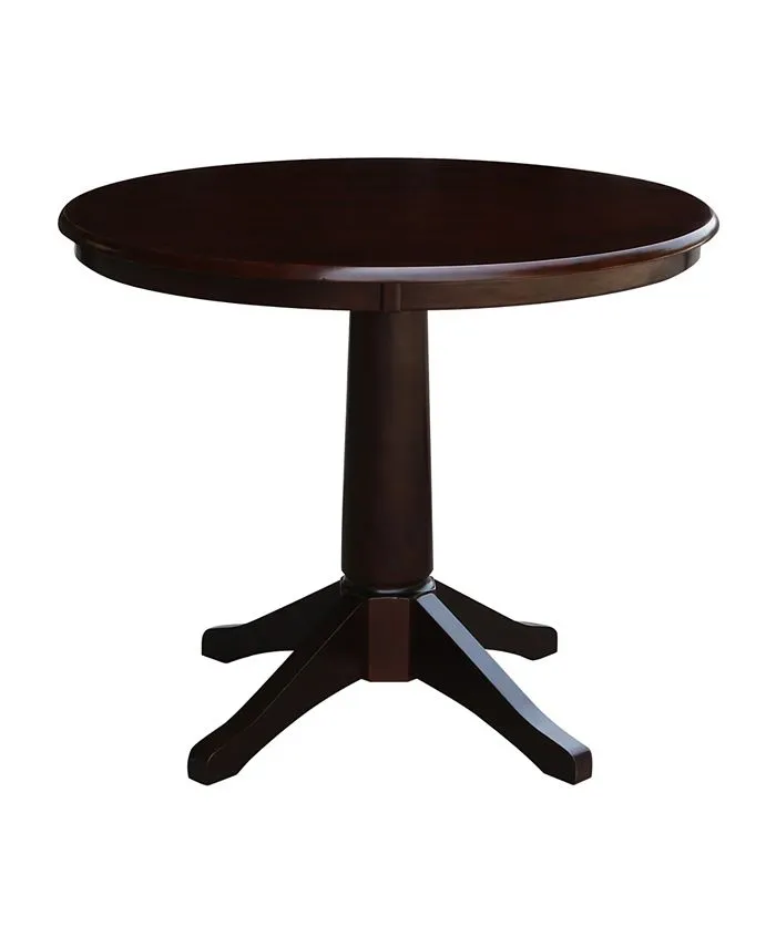 36&#034; Round Top Pedestal Table With 12&#034; Leaf - 34.9&#034;H - Dining or Counter Height