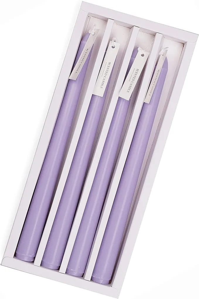 Taper Candles 10'' Colored Candle Sticks Set of 8 | Rose Scented (Baby Pink, 2-Pack)