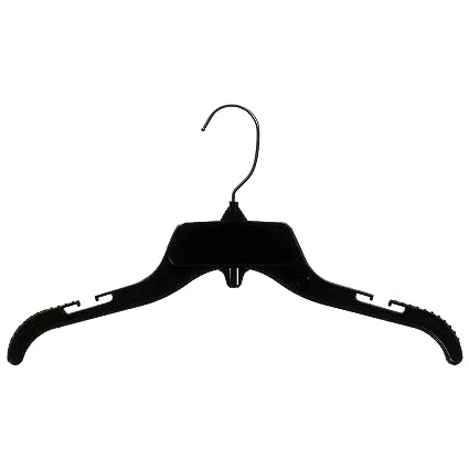 Mainetti 15-Inch Black Plastic Hangers with Rotating Metal Hook and Notches