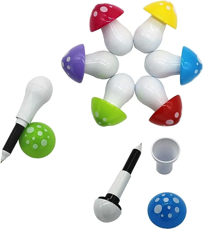 30Pcs Mushroom Ballpoint Pen Cute Cartoon Retractable Ball Pen for Kids (Random 