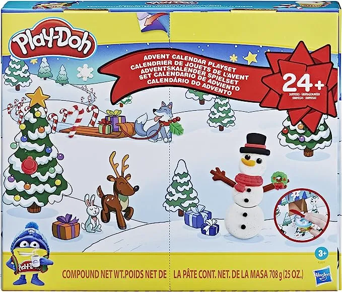 Play-Doh Advent Calendar Toy for Kids 3 Years and Up with Over 24 Surprise Accessories, Playmats, and 24 Cans, Assorted Colors, Non-Toxic