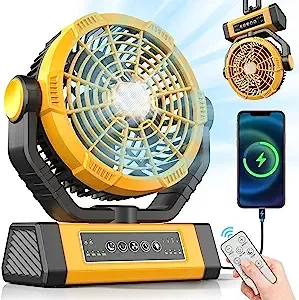 3-In-1 Camping Fan - Portable Fan Rechargeable - 24000Mah 9-Inch Battery Powered