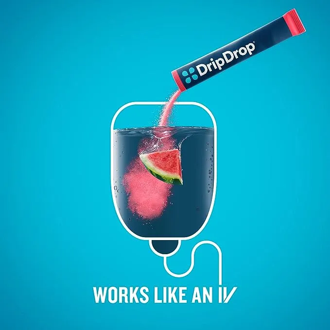 DripDrop Hydration - Electrolyte Powder Packets - Grape, Fruit Punch, Strawberry Lemonade, Cherry - 32 Count