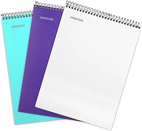 Mintra Office Durable Spiral Notebooks, 1 Subject, (Teal, Purple, White, Wide...