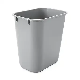 Rubbermaid Commercial Deskside Plastic Wastebasket Rectangular 3.5 Gal Gray