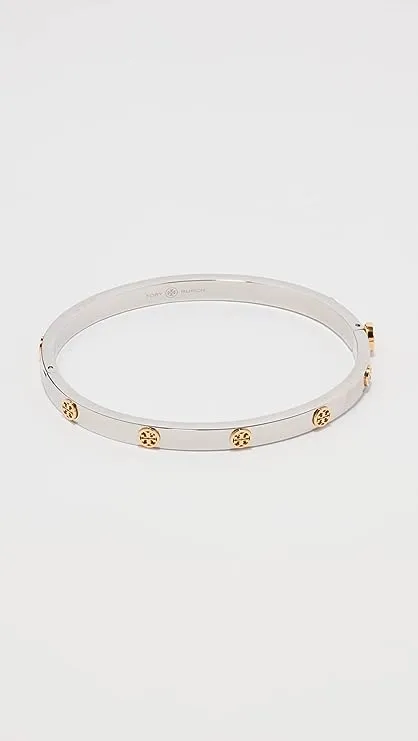 Tory Burch, Miller Stud Hinge Bracelet grau, Damen, Größe: M