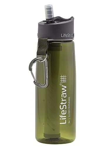 LifeStraw Go Water Filter Bottle with 2-Stage Integrated Filter Straw for Hiking, Backpacking, and Travel, Clear