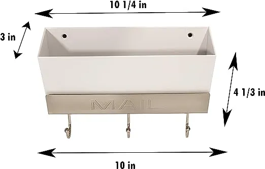 FantasHome Wall Mounted Classic Mail Box Hook Rack with 3 Hooks - White, Size: One size, Silver