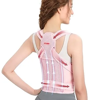 Fit Geno Back Brace Posture Corrector for Women: Shoulder Straightener Adjustable Full Back Support Pain Relief - Scoliosis Hunchback Spine
