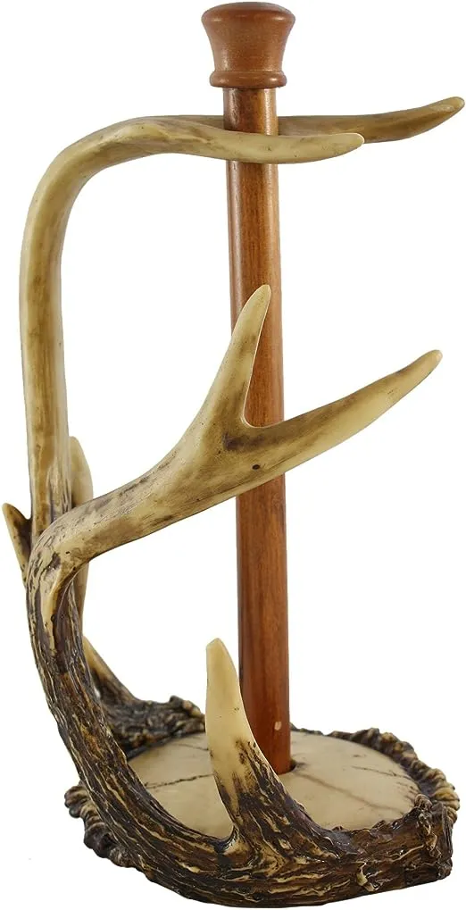 Pine Ridge 14.5" Updated countertop Antler Paper Towel Holder - Antler Collection, Rustic Design Magnetic Base Towel Holder for Home, Hunting Cabin and Lodge