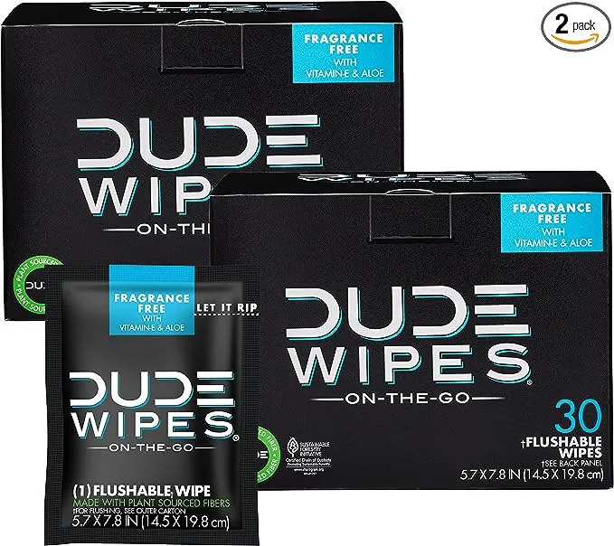 Dude Wipes Flushable Wipes, Mint Chill, On-The-Go - 30 ea