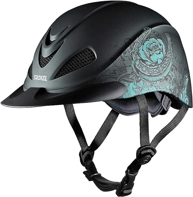 Rebel Turquoise Rose Low Profile Western Riding Helmet SEI/ASTM Certification (S