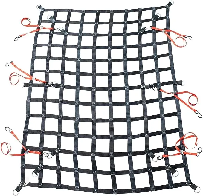 (2 Pk) 6&#039;x8&#039; Heavy Duty Cargo Net for Pickup Truck Bed w/ D Rings &amp; 6 Cam Buckle