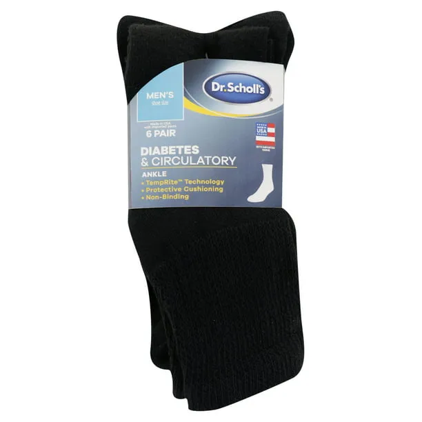 Dr. Scholl's Men's Diabetes & Circulator Socks 4 & 6 Pair Packs